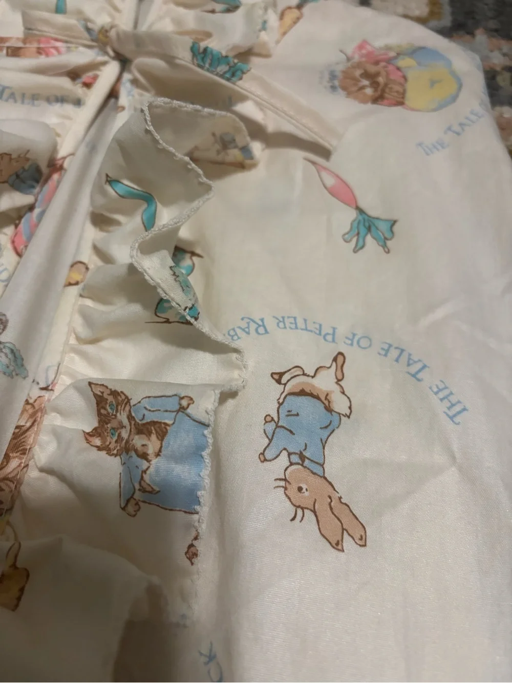Beatrix Potter Quiltex Cream Ruffled Diaper Stacker Pastel Storybook Print